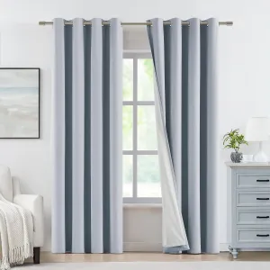 Vision Home Blue Fog Linen Full Blackout Curtains Grommet Total Room Darkening Window Curtains 84 inches Long for Bedroom Living Room Thermal Insulated Rustic Linen Drapes 2 Panels 58"Wx84"L,Mist Gray