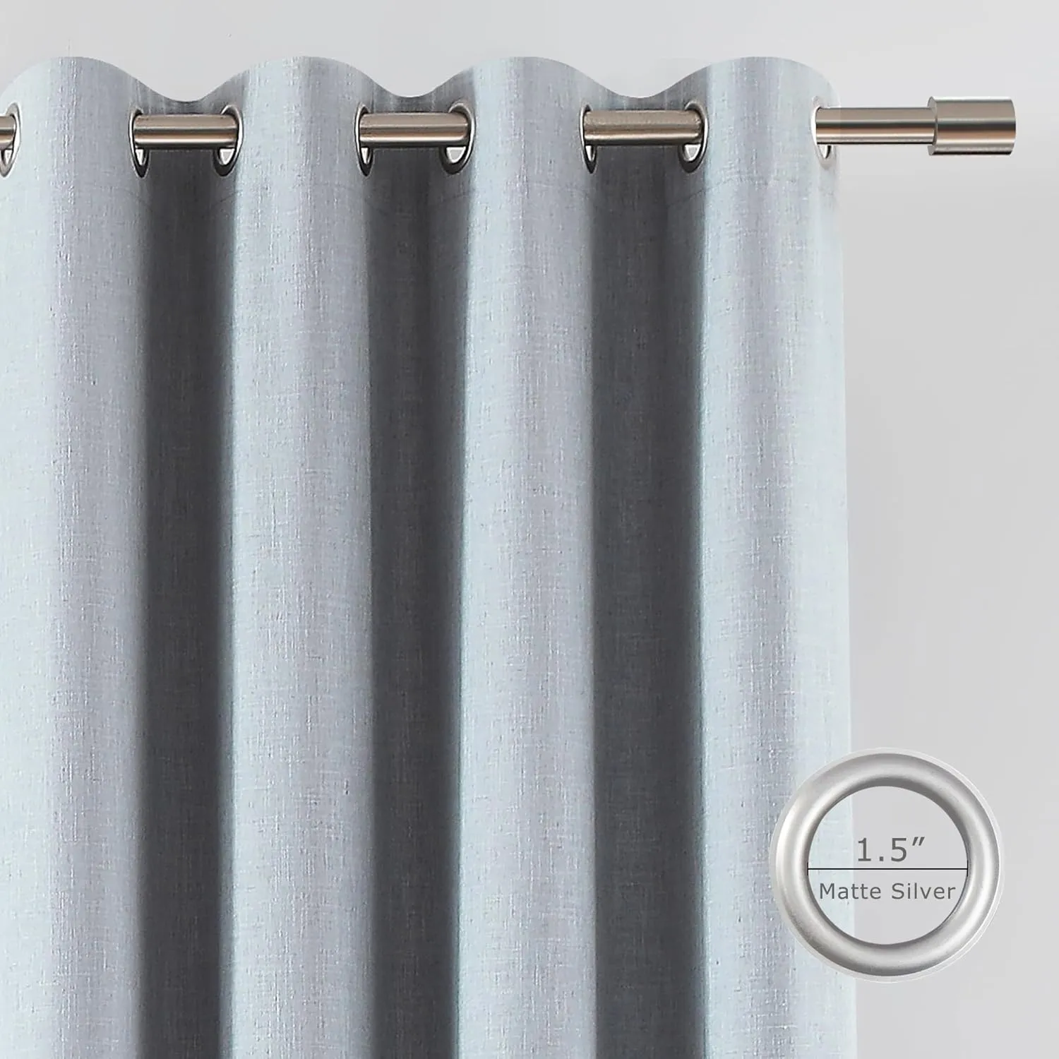 Vision Home Blue Fog Linen Full Blackout Curtains Grommet Total Room Darkening Window Curtains 84 inches Long for Bedroom Living Room Thermal Insulated Rustic Linen Drapes 2 Panels 58"Wx84"L,Mist Gray