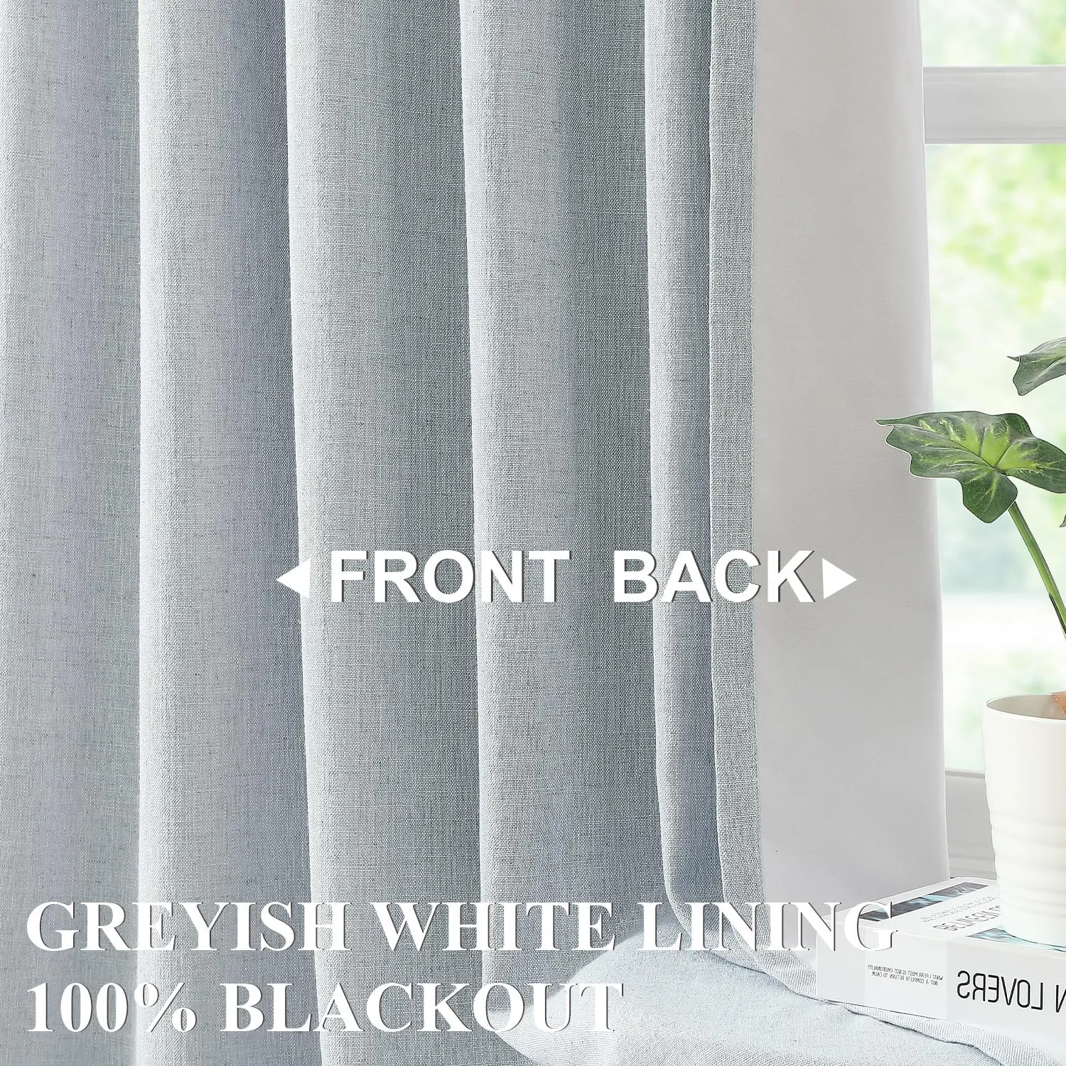Vision Home Blue Fog Linen Full Blackout Curtains Grommet Total Room Darkening Window Curtains 84 inches Long for Bedroom Living Room Thermal Insulated Rustic Linen Drapes 2 Panels 58"Wx84"L,Mist Gray