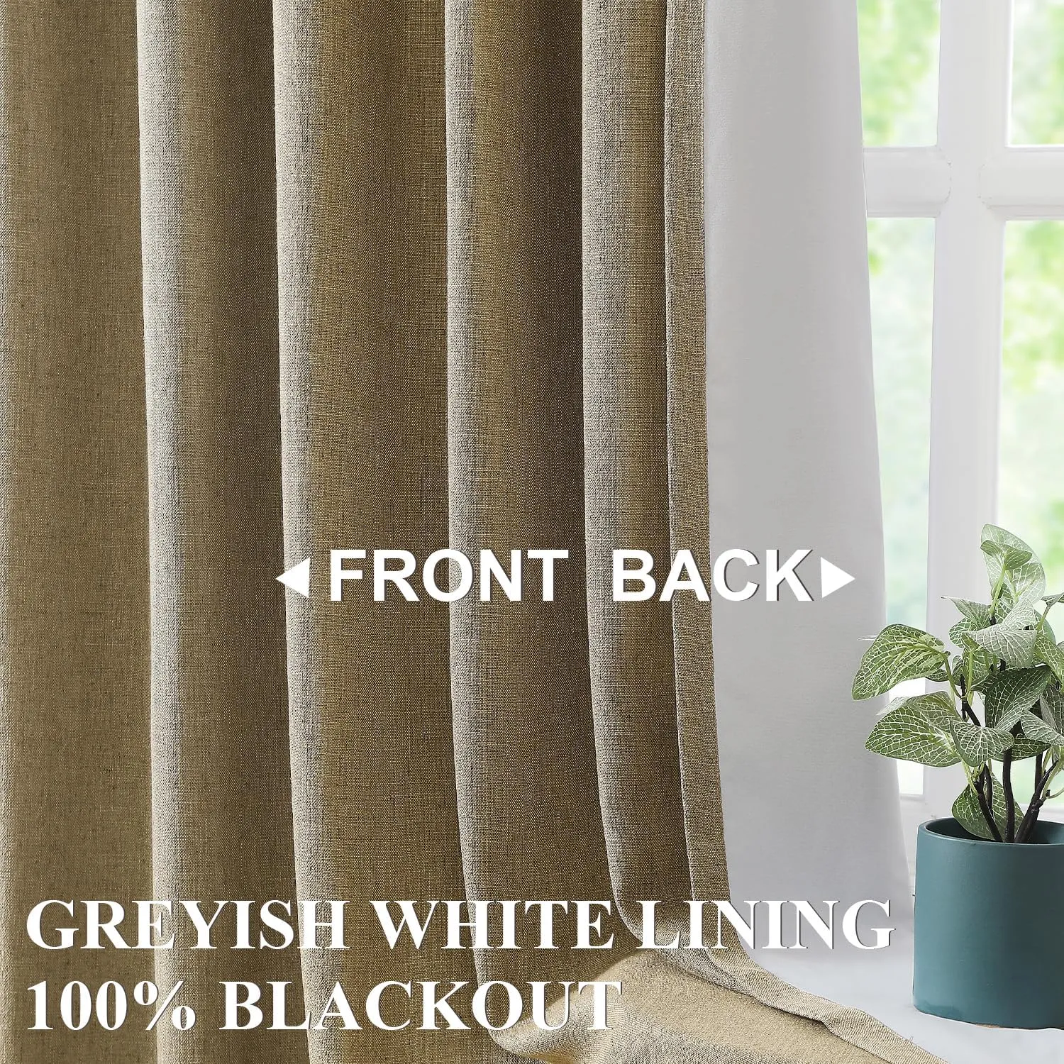 Vision Home Brown Linen Full Blackout Curtains Grommet Total Room Darkening Window Curtains 84 inches Long for Bedroom Living Room Energy Efficient Thermal Insulated Rustic Drapes 2 Panels 58" Wx84 L