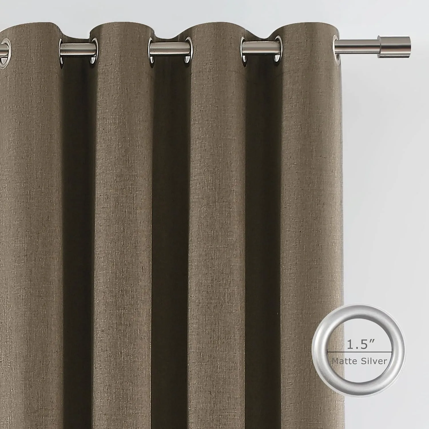 Vision Home Brown Linen Full Blackout Curtains Grommet Total Room Darkening Window Curtains 84 inches Long for Bedroom Living Room Energy Efficient Thermal Insulated Rustic Drapes 2 Panels 58" Wx84 L