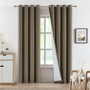 Vision Home Brown Linen Full Blackout Curtains Grommet Total Room Darkening Window Curtains 84 inches Long for Bedroom Living Room Energy Efficient Thermal Insulated Rustic Drapes 2 Panels 58" Wx84 L