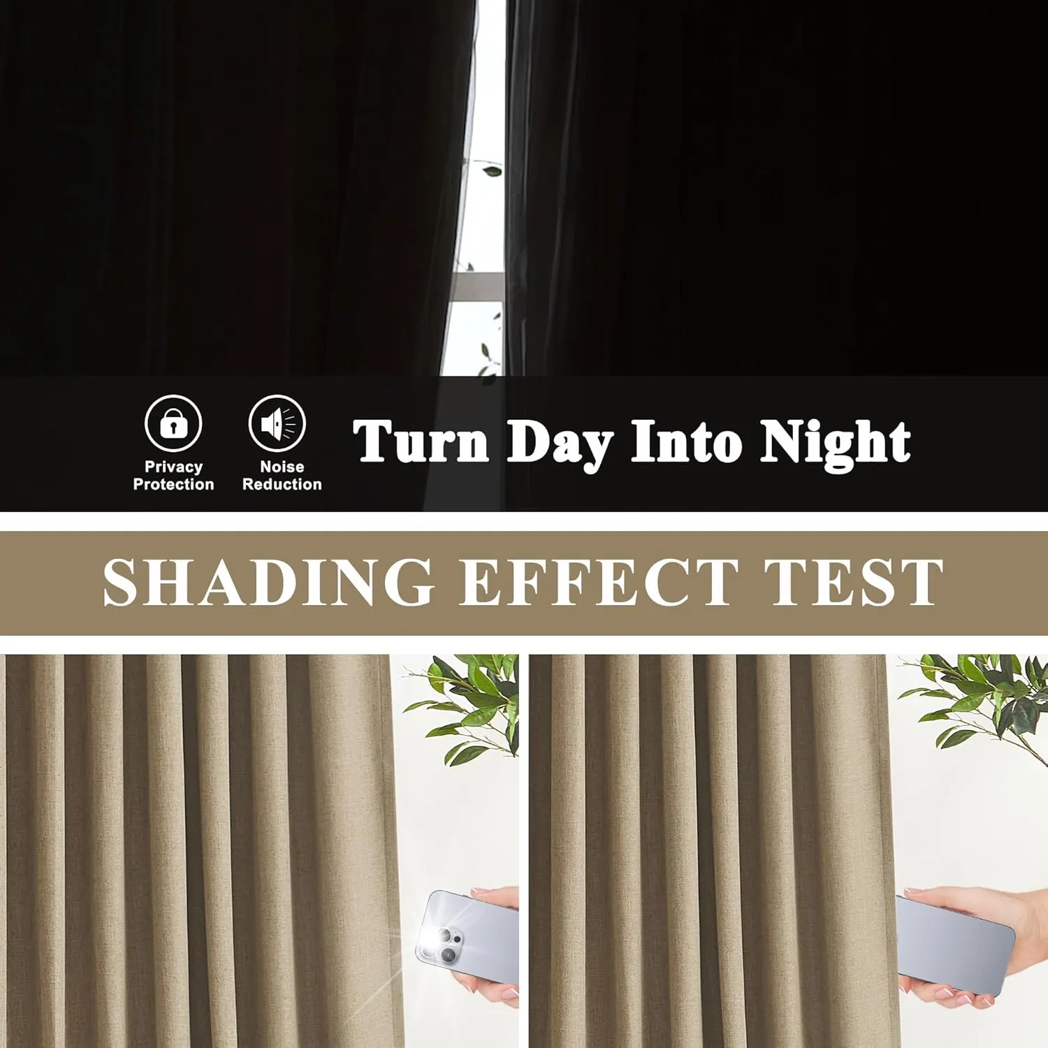 Vision Home Brown Linen Full Blackout Curtains Grommet Total Room Darkening Window Curtains 84 inches Long for Bedroom Living Room Energy Efficient Thermal Insulated Rustic Drapes 2 Panels 58" Wx84 L