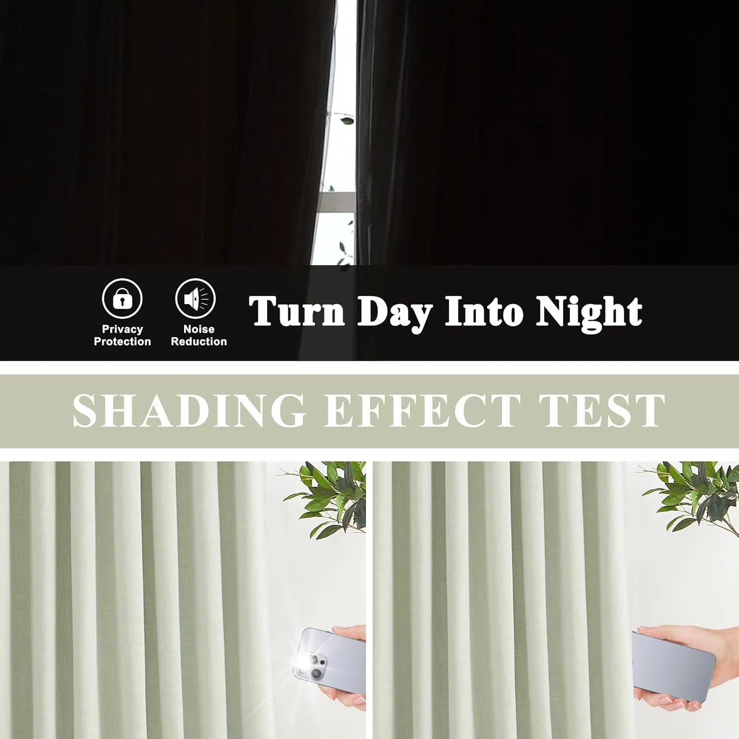Vision Home Light Green Full Blackout Curtains Grommet Linen Textured Room Darkening Window Curtains 84 inches Long for Bedroom Living Room Thermal Insulated Rustic Green Drapes 2 Panels 58" Wx84 L