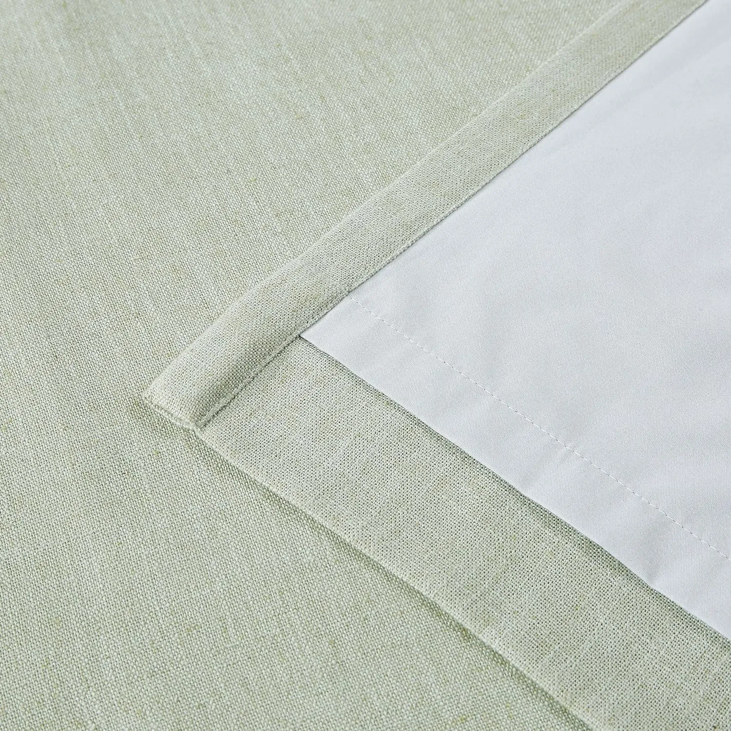 Vision Home Light Green Full Blackout Curtains Grommet Linen Textured Room Darkening Window Curtains 84 inches Long for Bedroom Living Room Thermal Insulated Rustic Green Drapes 2 Panels 58" Wx84 L