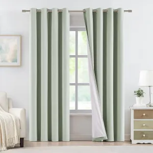 Vision Home Light Green Full Blackout Curtains Grommet Linen Textured Room Darkening Window Curtains 84 inches Long for Bedroom Living Room Thermal Insulated Rustic Green Drapes 2 Panels 58" Wx84 L