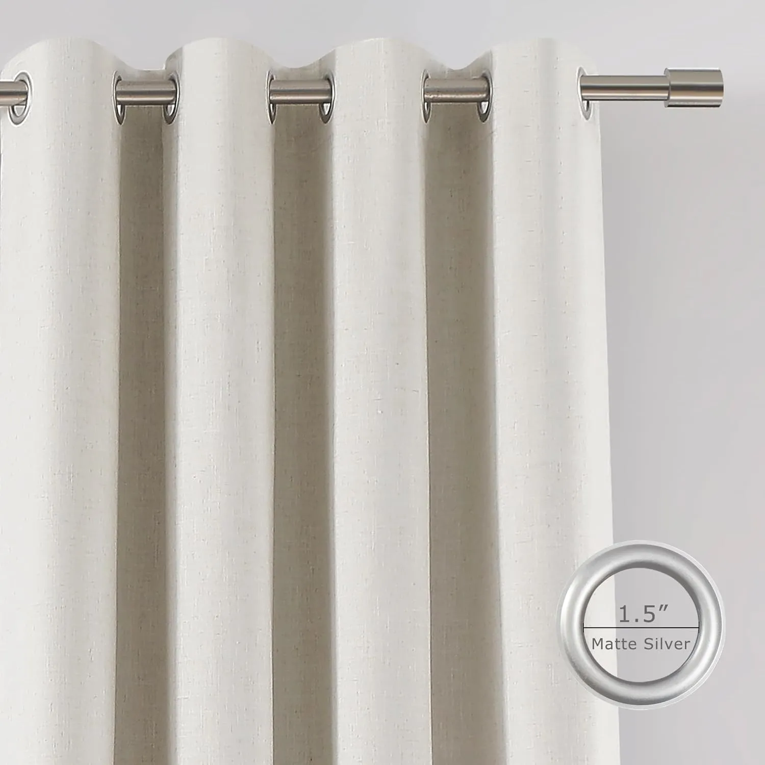 Vision Home Natural Linen Full Blackout Curtains Grommet Total Room Darkening Window Curtains 84 inches Long for Bedroom Living Room Energy Efficient Thermal Insulated Rustic Drapes 2 Panels 58"Wx84"L