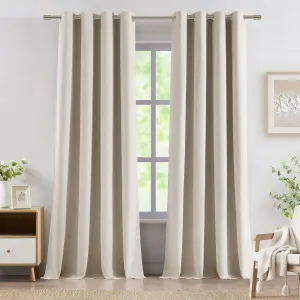 Vision Home Sand Full Blackout Window Curtains Grommet Linen Total Room Darkening Panels 95 inches Long for Bedroom Living Room Noise Reducing Thermal Insulated Linen Drapes 58"Wx95"Lx2,Oatmeal Beige