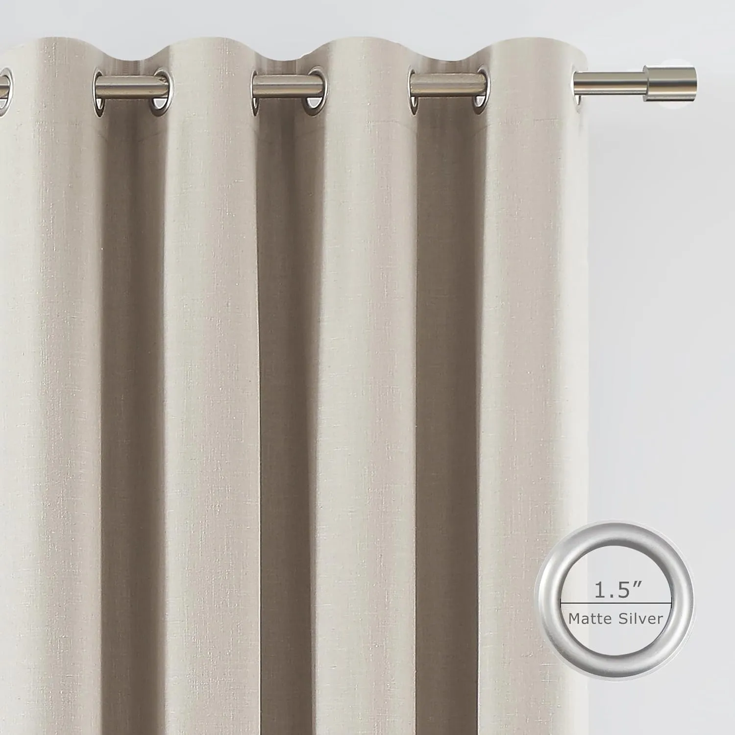 Vision Home Sand Full Blackout Window Curtains Grommet Linen Total Room Darkening Panels 95 inches Long for Bedroom Living Room Noise Reducing Thermal Insulated Linen Drapes 58"Wx95"Lx2,Oatmeal Beige