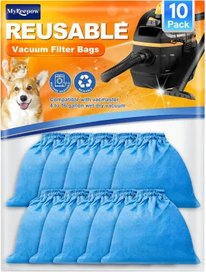 VRC5 Cloth Filter Bags for Vacmaster 4 to 16 Gallon Wet/Dry Vacuums Cleaner, Replaces Part VFB511B 0201 VBV1210 VJC607PF VJC507P VOC507S VJ507 VOC507S 1001 VQ407S, 10 Pack