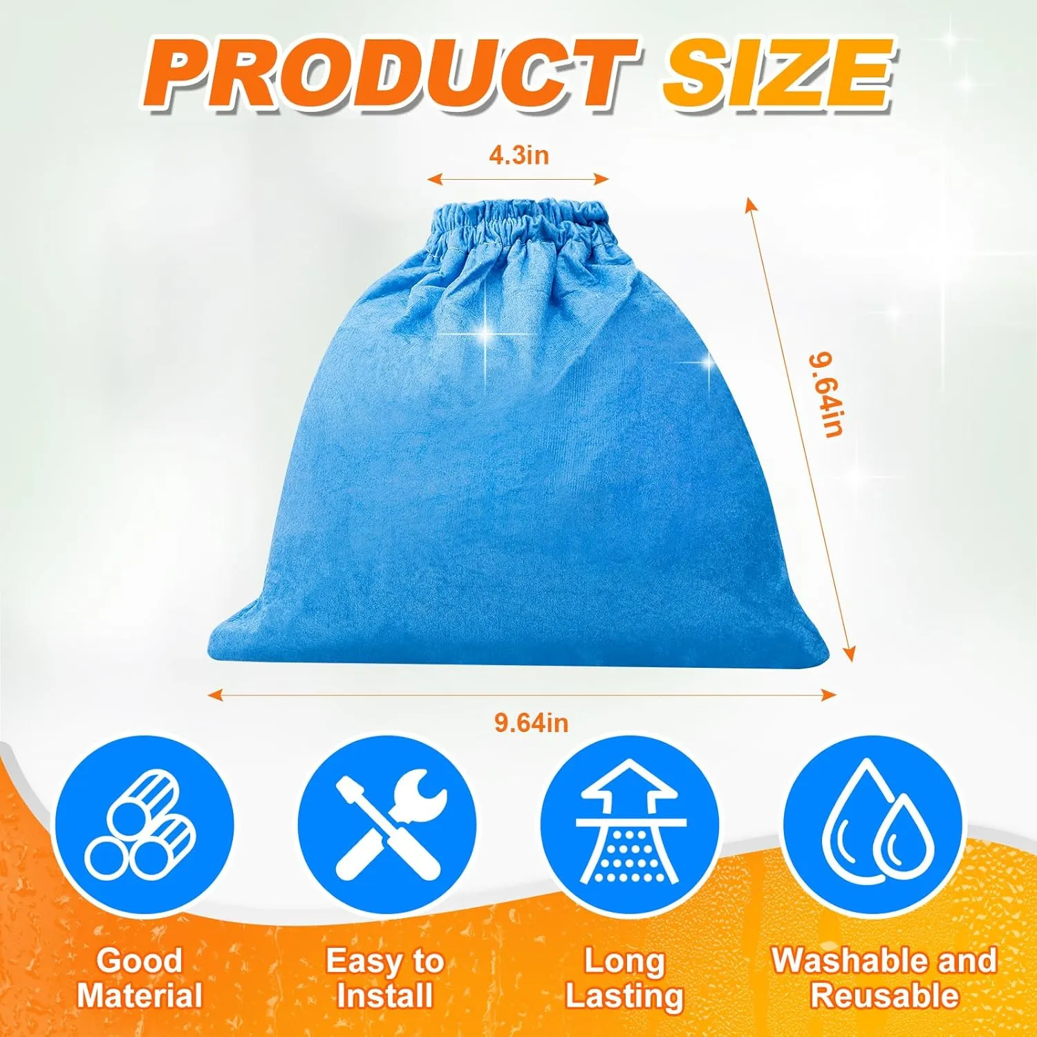 VRC5 Cloth Filter Bags for Vacmaster 4 to 16 Gallon Wet/Dry Vacuums Cleaner, Replaces Part VFB511B 0201 VBV1210 VJC607PF VJC507P VOC507S VJ507 VOC507S 1001 VQ407S, 10 Pack