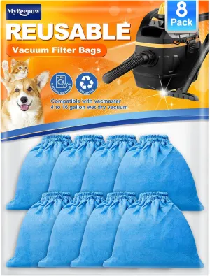 VRC5 Cloth Filter Bags for Vacmaster 4 to 16 Gallon Wet/Dry Vacuums Cleaner, Replaces Part VFB511B 0201 VBV1210 VJC607PF VJC507P VOC507S VJ507 VOC507S 1001 VQ407S, 8 Pack