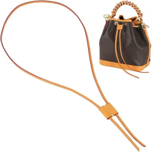 WADORN Genuine Leather Drawstring Strap for Noe Bucket Bag, 36.6 Inch Detachable Purse Pull String Strap Replacement DIY Crochet Bag Bunches Pocket Drawstring for Noe BB NM GM Bucket Bag, Camel