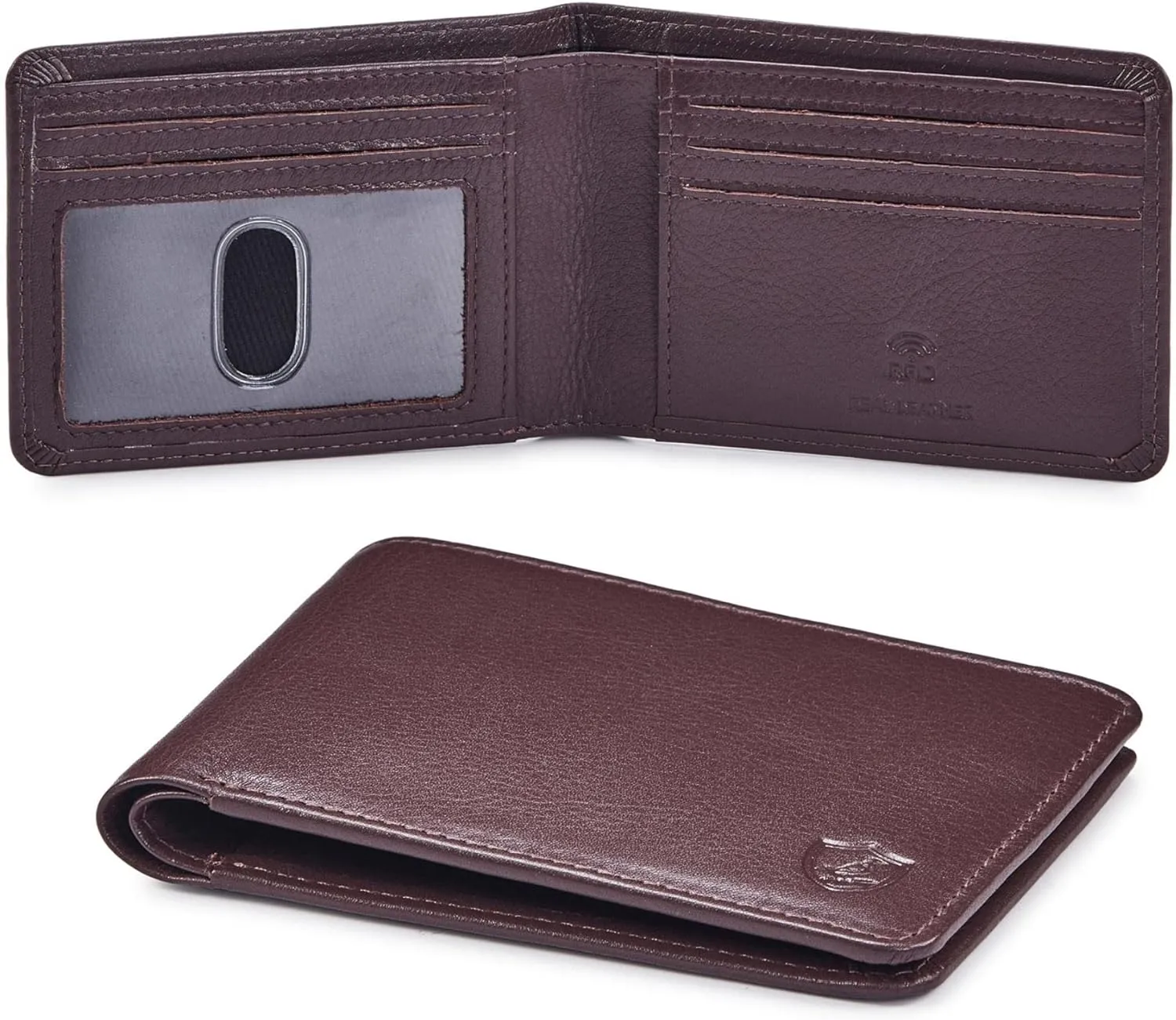 Wallet for Men Bifold Real Leather RFID Blocking Front Pocket Ultra Slim & Thin Stylish Minimalist with ID Window in Gift Box (Nappa, Chocolate)