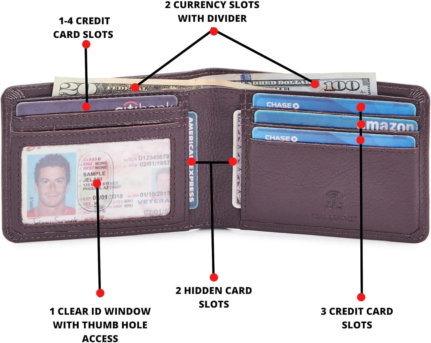 Wallet for Men Bifold Real Leather RFID Blocking Front Pocket Ultra Slim & Thin Stylish Minimalist with ID Window in Gift Box (Nappa, Chocolate)