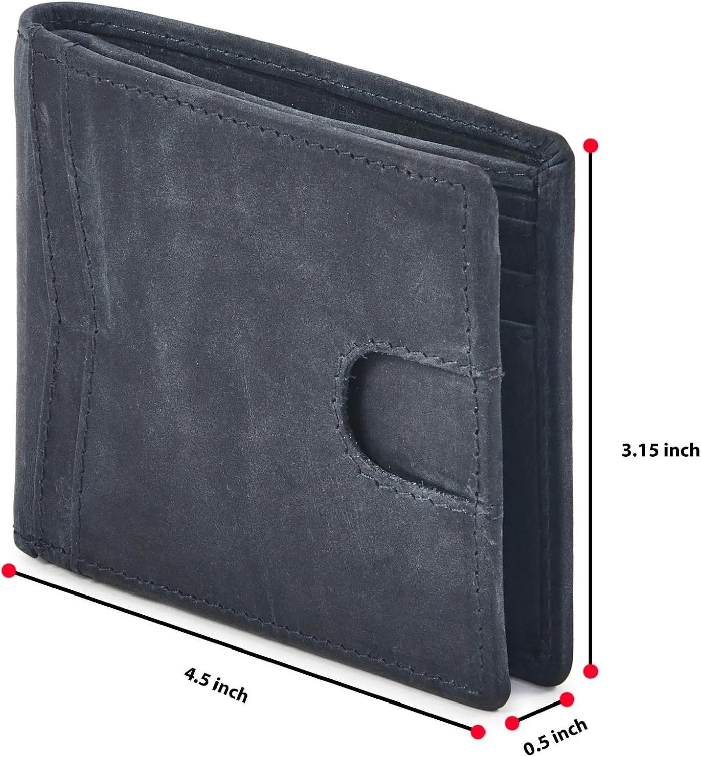 Wallet for Men Bifold Real Leather Slim RFID Blocking Front Pocket Minimalist Stylish Design with ID Window in Gift Box (Crazy Horse, Navy)