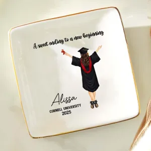WANDER PRINTS Personalized Ring Dish - Gradution Gift for Besties, Family - A Sweet Ending To A New Beginning