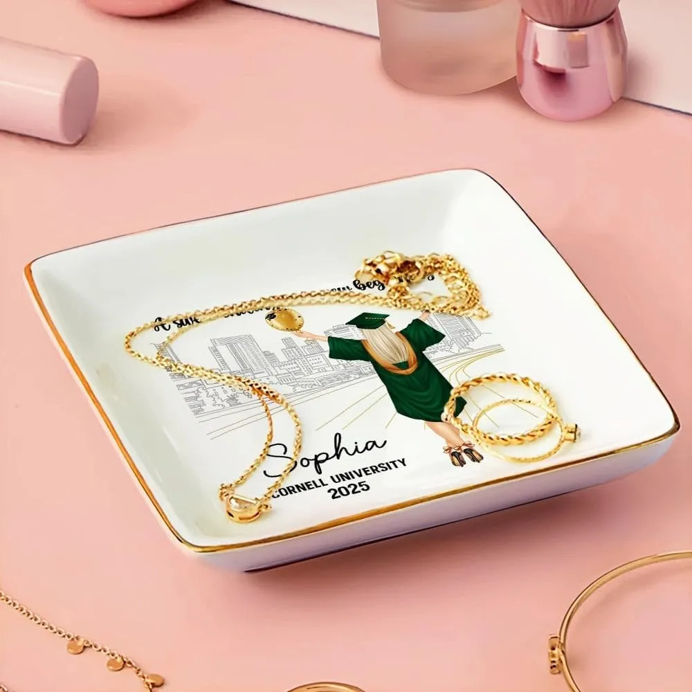 WANDER PRINTS Personalized Ring Dish - Gradution Gift for Besties, Family - A Sweet Ending To A New Beginning