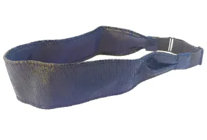 Wardani, 2" Lizard embossed suede leather headband, adjustable elastic (Navy Blue)