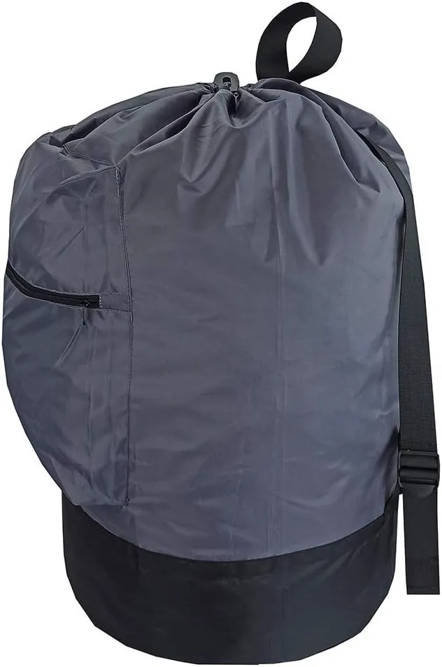 Washable Laundry Bag Backpack with Zipper Pocket, Heavy Duty Clothes Bag, 2 Strong Adjustable Shoulder Straps with Drawstring Closure for Travel, Camping or College, Grey