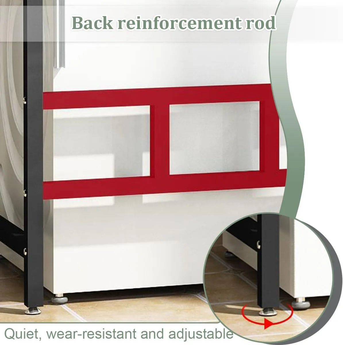 Washer Dryer Shelf, Over The Washer Storage Shelf With Adjustable Feet, Laundry Shelf For Over Washer Or Dryer Max Load 400KG, Over Washing Machine Storage Rack Unit For Bathroom, Laundry Room(Black B