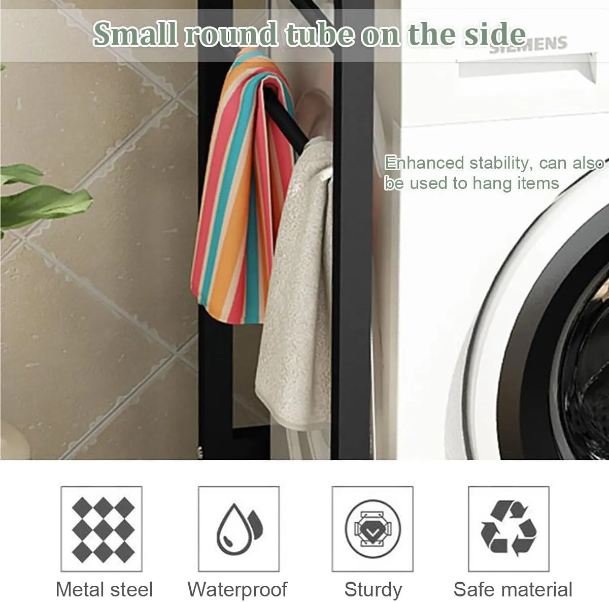 Washer Dryer Shelf, Over The Washer Storage Shelf With Adjustable Feet, Laundry Shelf For Over Washer Or Dryer Max Load 400KG, Over Washing Machine Storage Rack Unit For Bathroom, Laundry Room(Black B