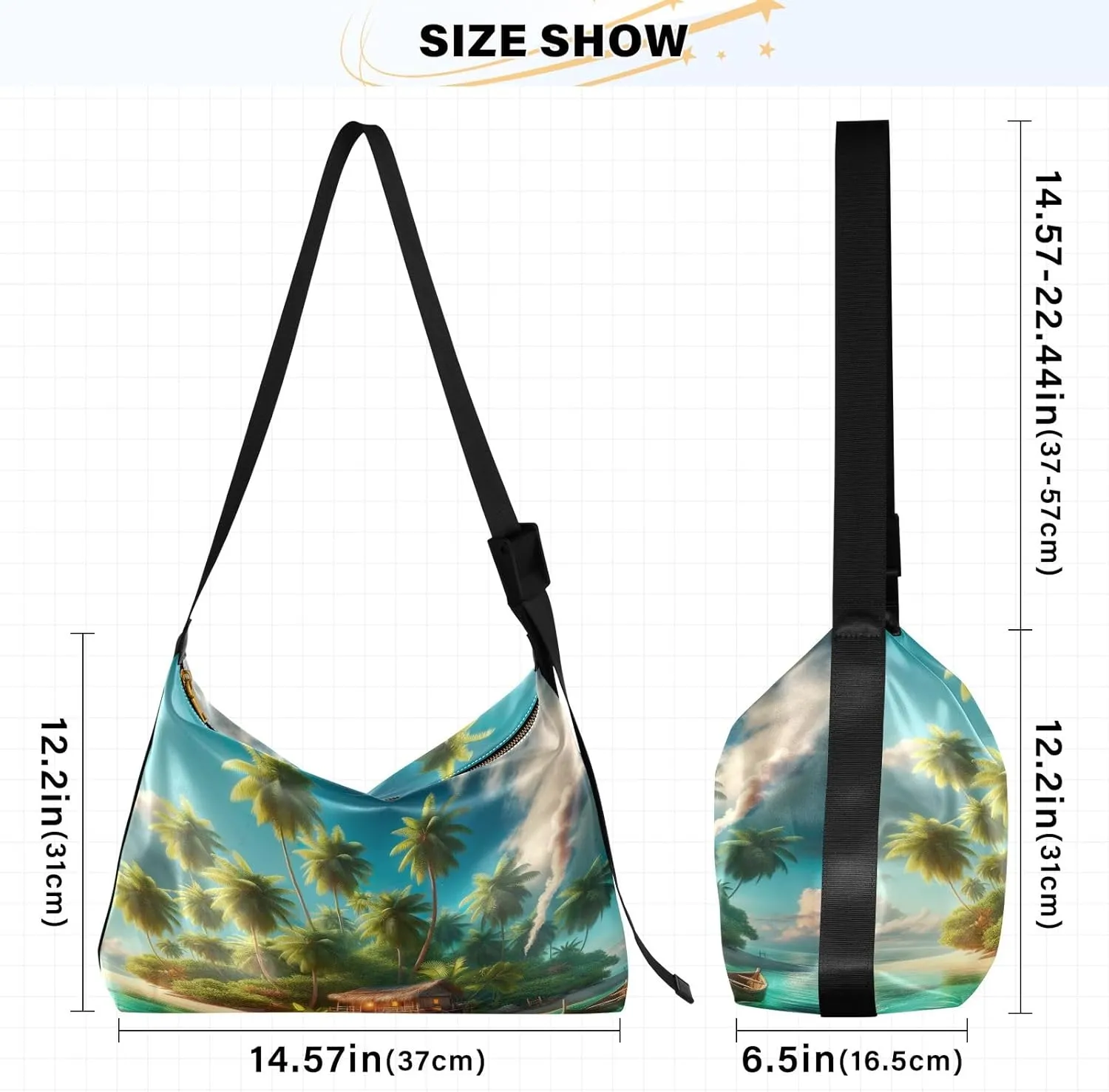 Watercolor Ice Cream and Popsicles Hobo Shoulder Bag, Leather Shoulder Bag, Men Leather Sling Bag Crossbody Bag