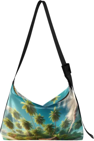 Watercolor Ice Cream and Popsicles Hobo Shoulder Bag, Leather Shoulder Bag, Men Leather Sling Bag Crossbody Bag