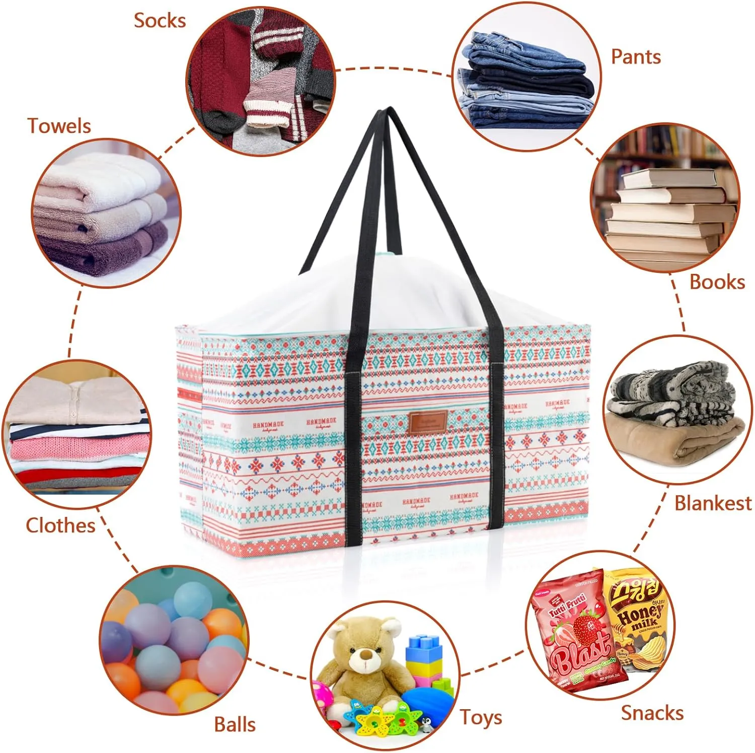 Waterproof Car Trunk Organizer Large Drawstring SUV Trunk Storage Organizer Collapsible Truck Bag Two pockets Long Strap Car Trunk Organizer for camping (Car Trunk Organizers-006)
