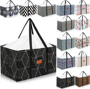 Waterproof Car Trunk Organizer Large Drawstring SUV Trunk Storage Organizer Collapsible Truck Bag Two pockets Long Strap Car Trunk Organizer for camping (Car Trunk Organizers-017)