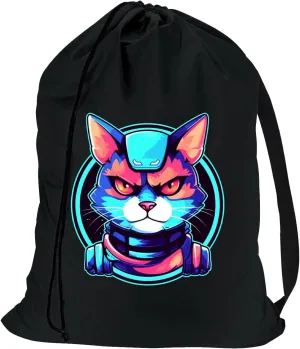 Waterproof Travel Laundry Bags with Strap, Cool Cat Pattern Canvas Laundry Bag, Dirty Clothes Bag for Traveling, Dirty Laundry Travel Bag, Easy Fit a Laundry Hamper or Basket, Cat Lover Gifts
