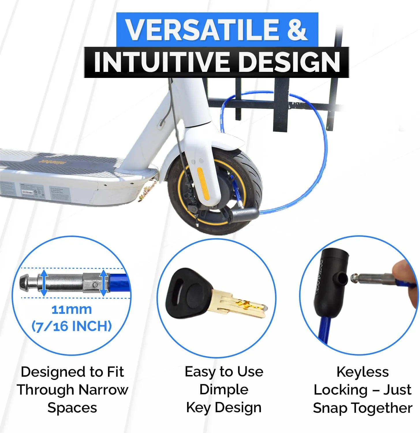 Weatherproof Security Cable Lock with Keys (5ft to 25ft Lengths) Anti-Theft for Kayak, Bike, Paddleboard, Scooter, Equipment, Bicycle