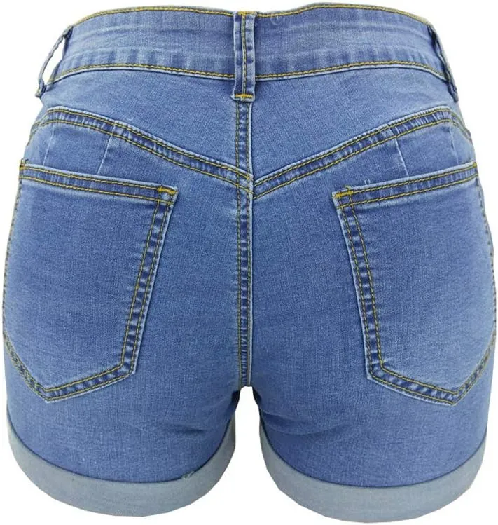Weigou Women Jean Short Ripped Hot Shorts Comfy Stretchy Women Fringed Denim Shorts