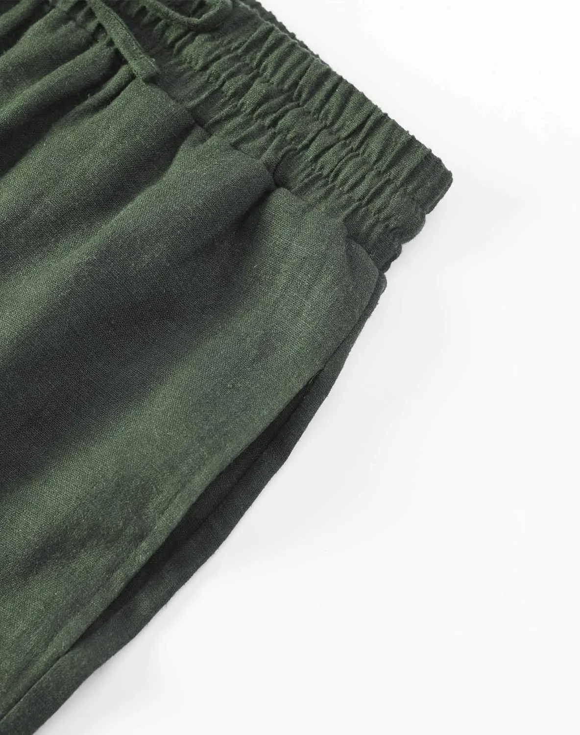 Weintee Women's Linen Crop Pants Capris with Pockets