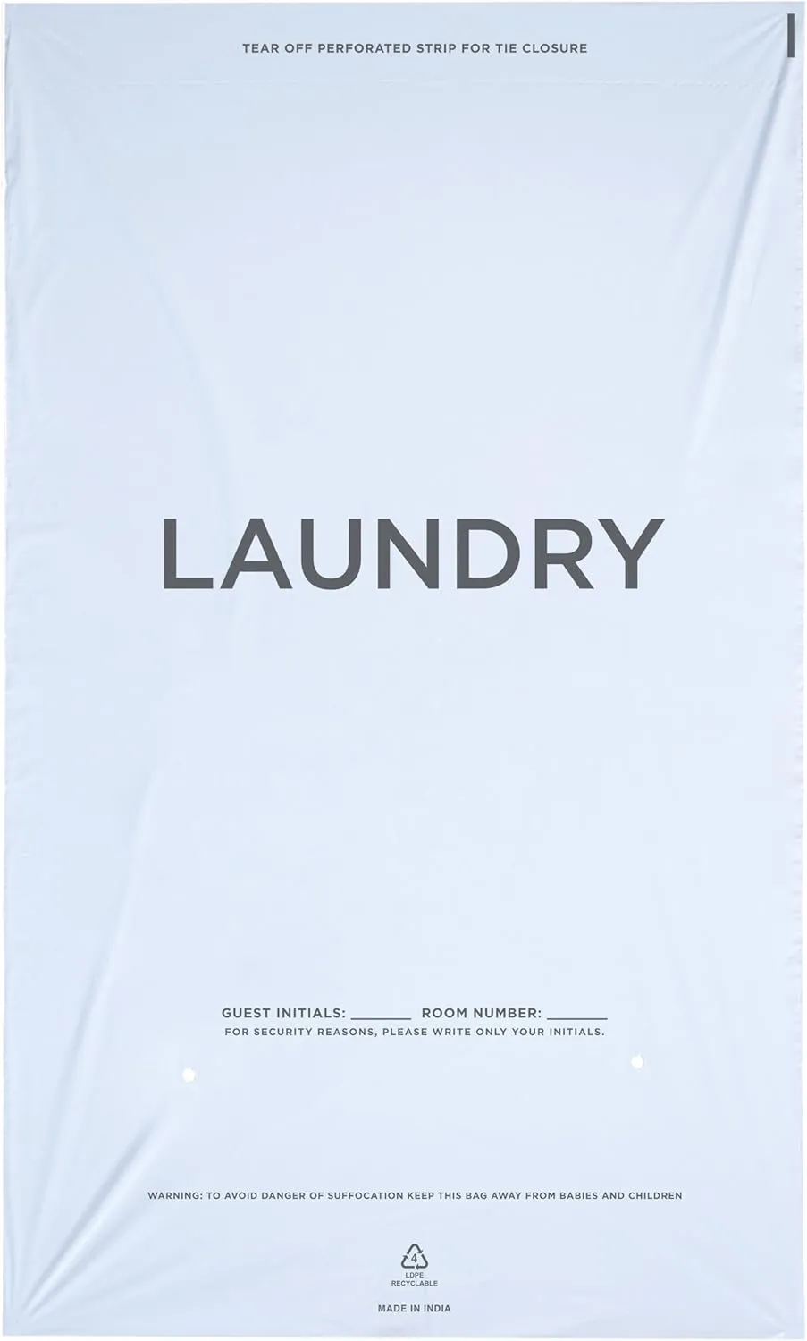 WELCOME Laundry Bags Hospitality - 14 X 24 Hotel Laundry Bags - Tear Tape Tie Closure White Plastic (Case of 1000)