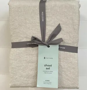 West Elm Belgian Linen Sheet Set~King~*~Natural Flax~*~