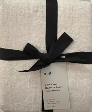 West Elm European Linen Duvet Cover Full/Queen ~ Natural Flax