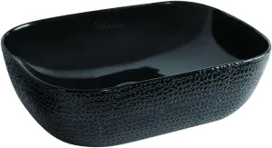Whitehaus Collection WH71302-F04 Isabella Plus Collection Rectangular Above Mount Basin with an Embossed Exterior, Smooth Interior, and Center Drain, Black