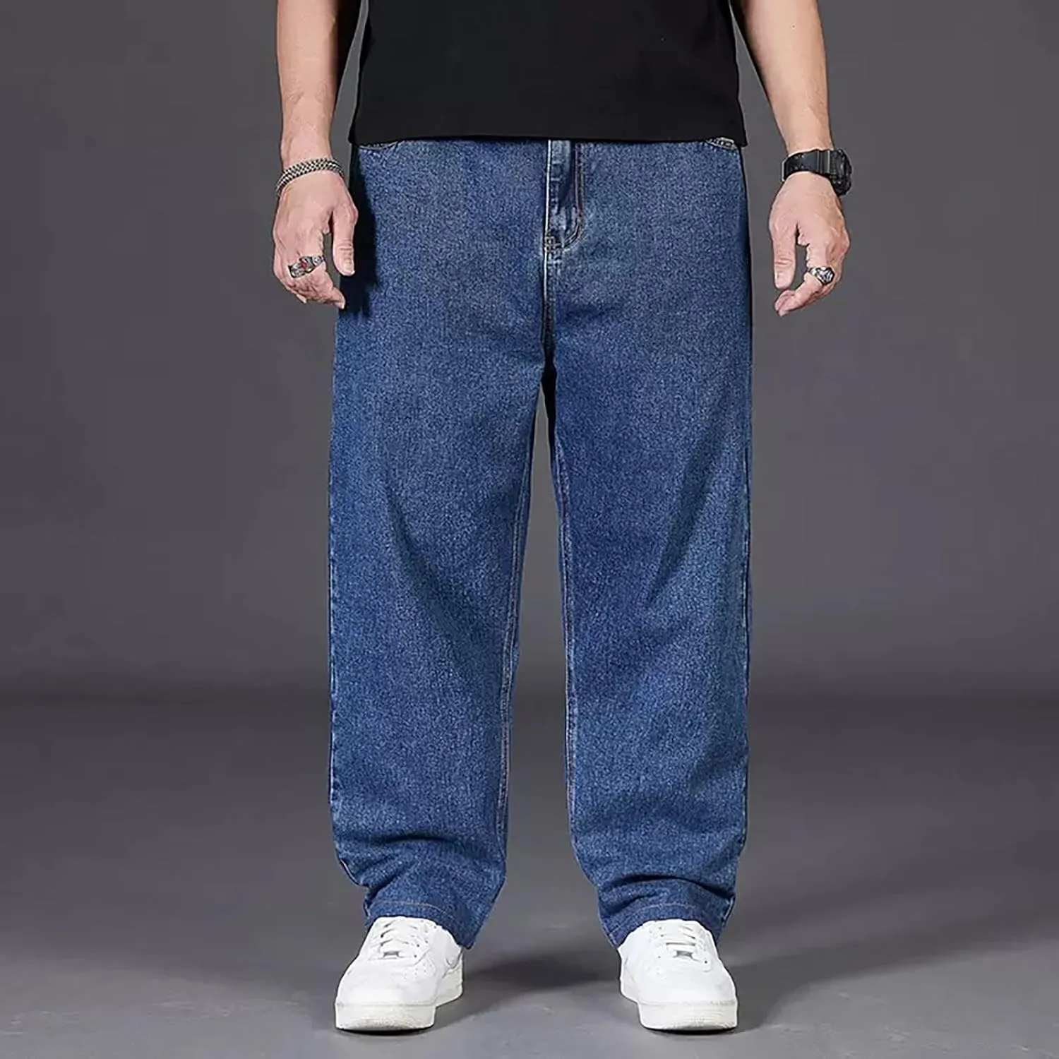 Wide Leg Streetwear Jeans for Men Joggers Loose Baggy Hip Hop Denim Pants Stylish Vintage Baggy Elastic Waist Jeans