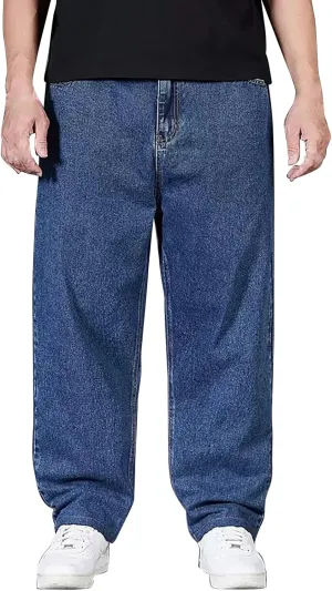 Wide Leg Streetwear Jeans for Men Joggers Loose Baggy Hip Hop Denim Pants Stylish Vintage Baggy Elastic Waist Jeans