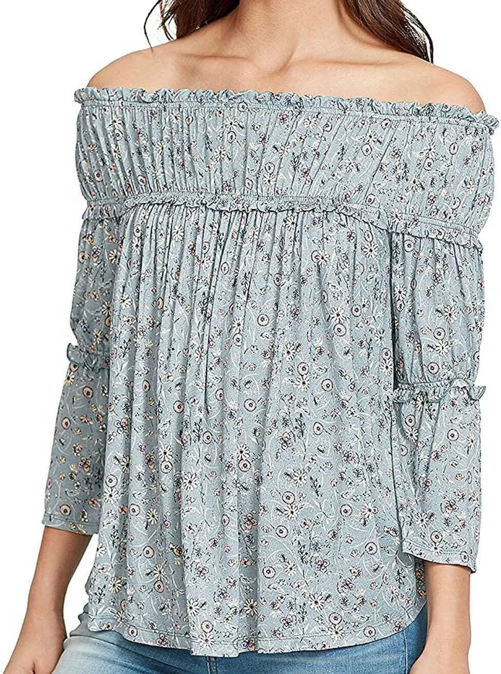 William Rast Women's Lexie Drama Sleeve Off The Shoulder Top