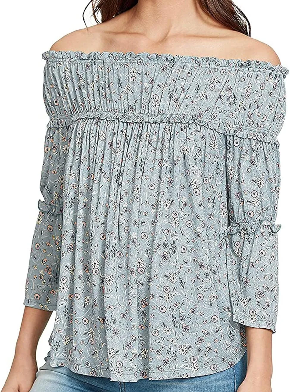 William Rast Women's Lexie Drama Sleeve Off The Shoulder Top