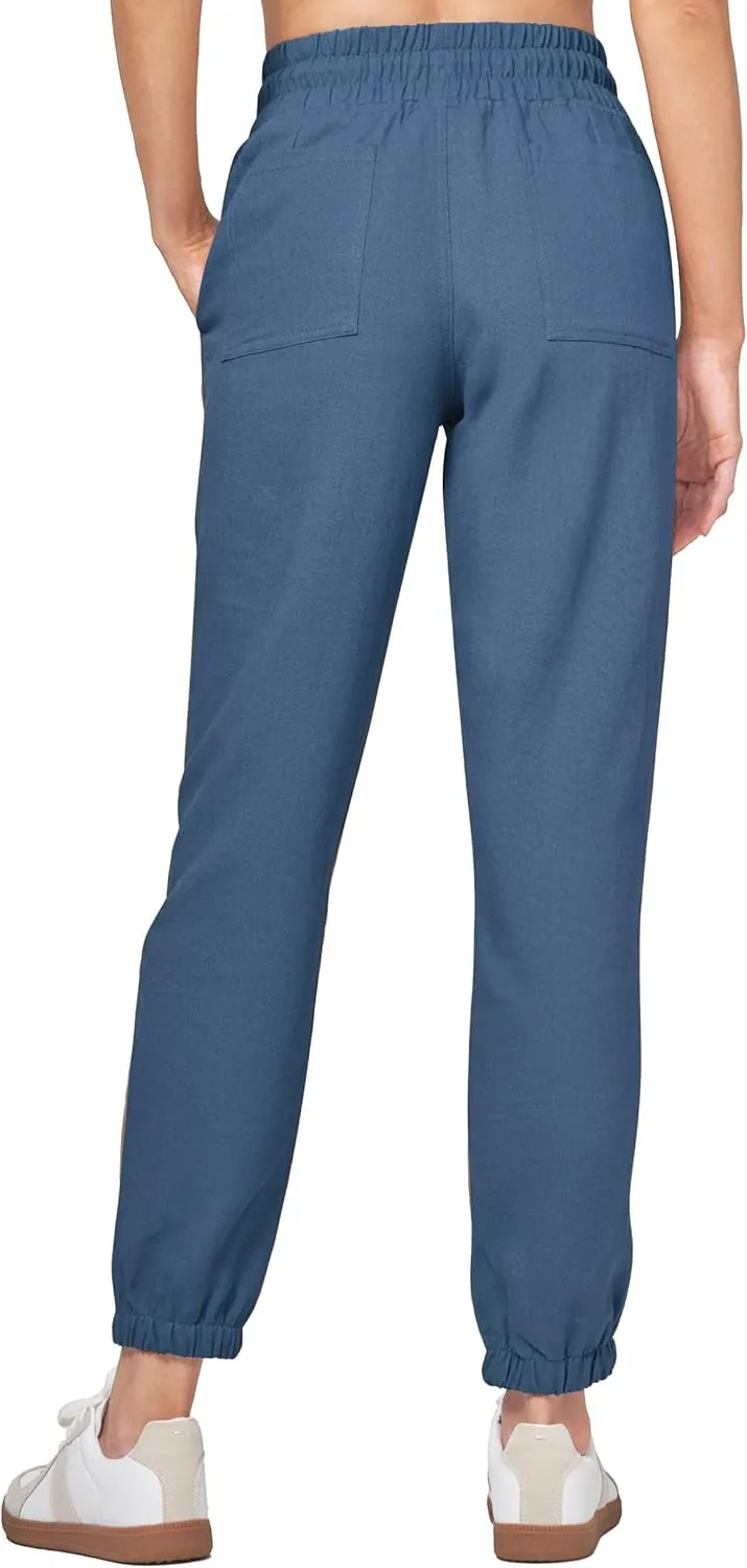 Willit Women Linen Pants Joggers Casual Lightweight Lounge Cotton Linen Travel Beach Summer Pants with Pockets 25.5"/28"
