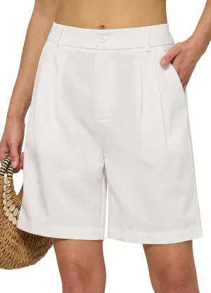 Willit Women's Linen Shorts Wide Leg Dress Casual Summer Pleated Shorts High Waisted with Pockets 7" 10"