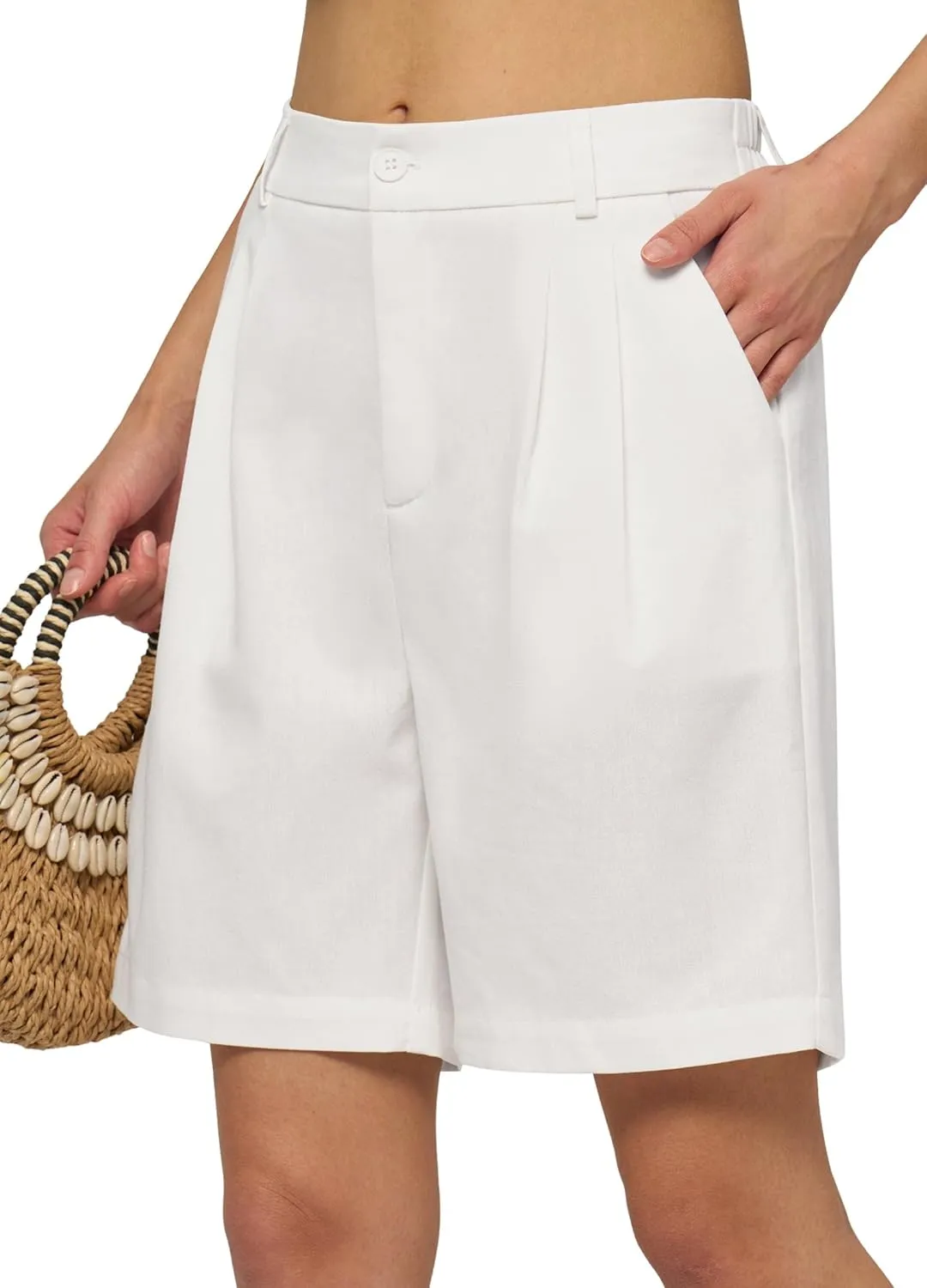 Willit Women's Linen Shorts Wide Leg Dress Casual Summer Pleated Shorts High Waisted with Pockets 7" 10"
