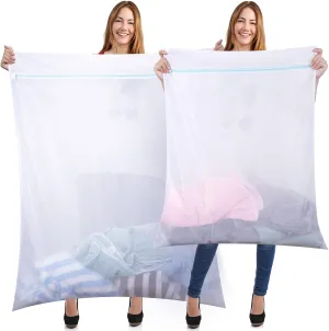 Windyun 4 Pieces Jumbo Mesh Laundry Bags, 43 x 35 and 24 x 32 Inches Large Mesh Wash Bags Zippered Garment Bag for Washing Machine Garment Dirty Clothes Washer Dryer Net Protector