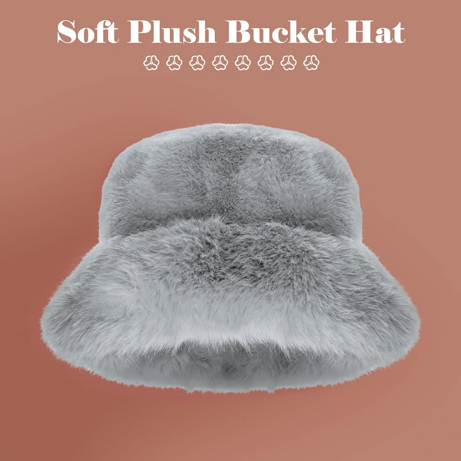 Winter Soft Faux Fur Plush Bucket Hat, Lovely Fuzzy Fisherman Cap, Fashion Outdoor Thick Warm Sun Cap for Women