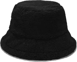 Winter Warm Plush Fuzzy Bucket Hat Faux Fur Shearling Fisherman Hats for Women