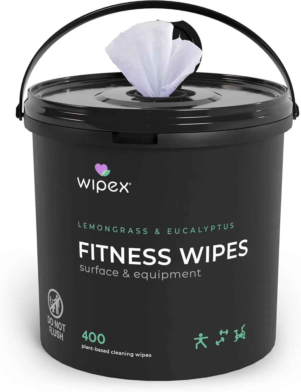 Wipex Gym Wipes Fitness Equipment Wipes, Plant-Based Cloth - Lemongrass, Eucalyptus and Vinegar Wipes to Clean Surfaces, Safe Yoga Mat Cleaner Wipes, All Purpose Gym Cleaner, 400 Count