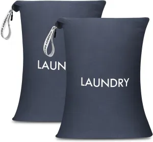 WiseBoy 2 Pack Laundry Bags, Travel Laundry Bag for Dirty Clothes, Washable Nylon Wet Dry Bag, Dirty Clothes Bag for College Dorm, Travel, Camping